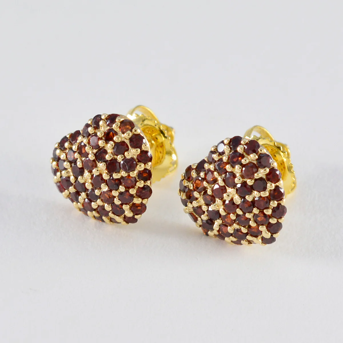 Garnet Indian Lakshmi multiple Stud Red Silver Earring - Image 3