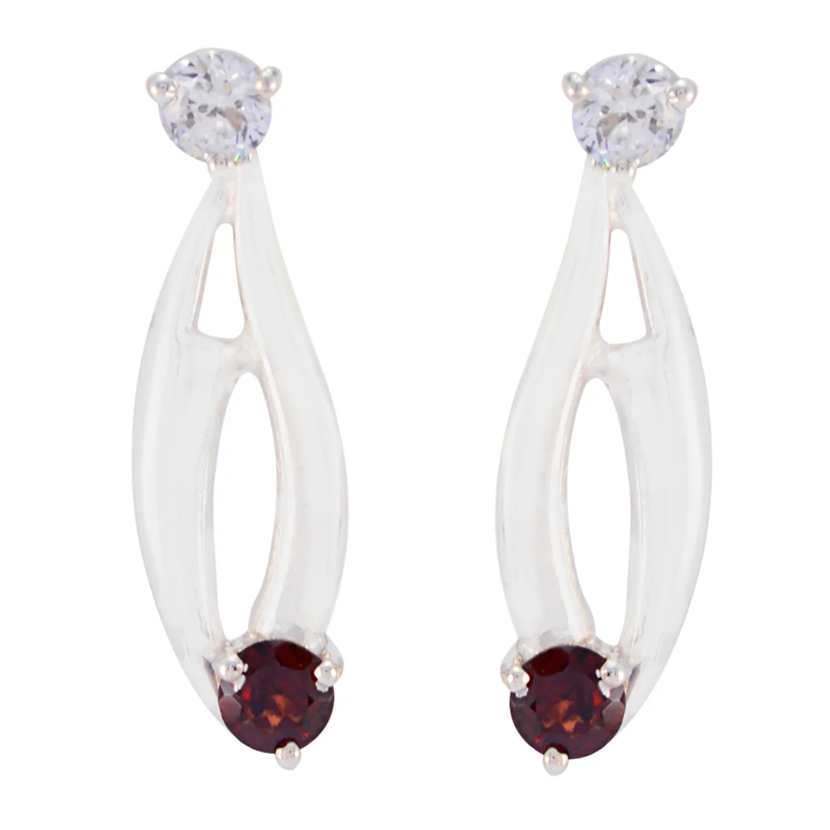 Garnet Italian Ana multiple Dangle Red 925 Sterling Silver Earring