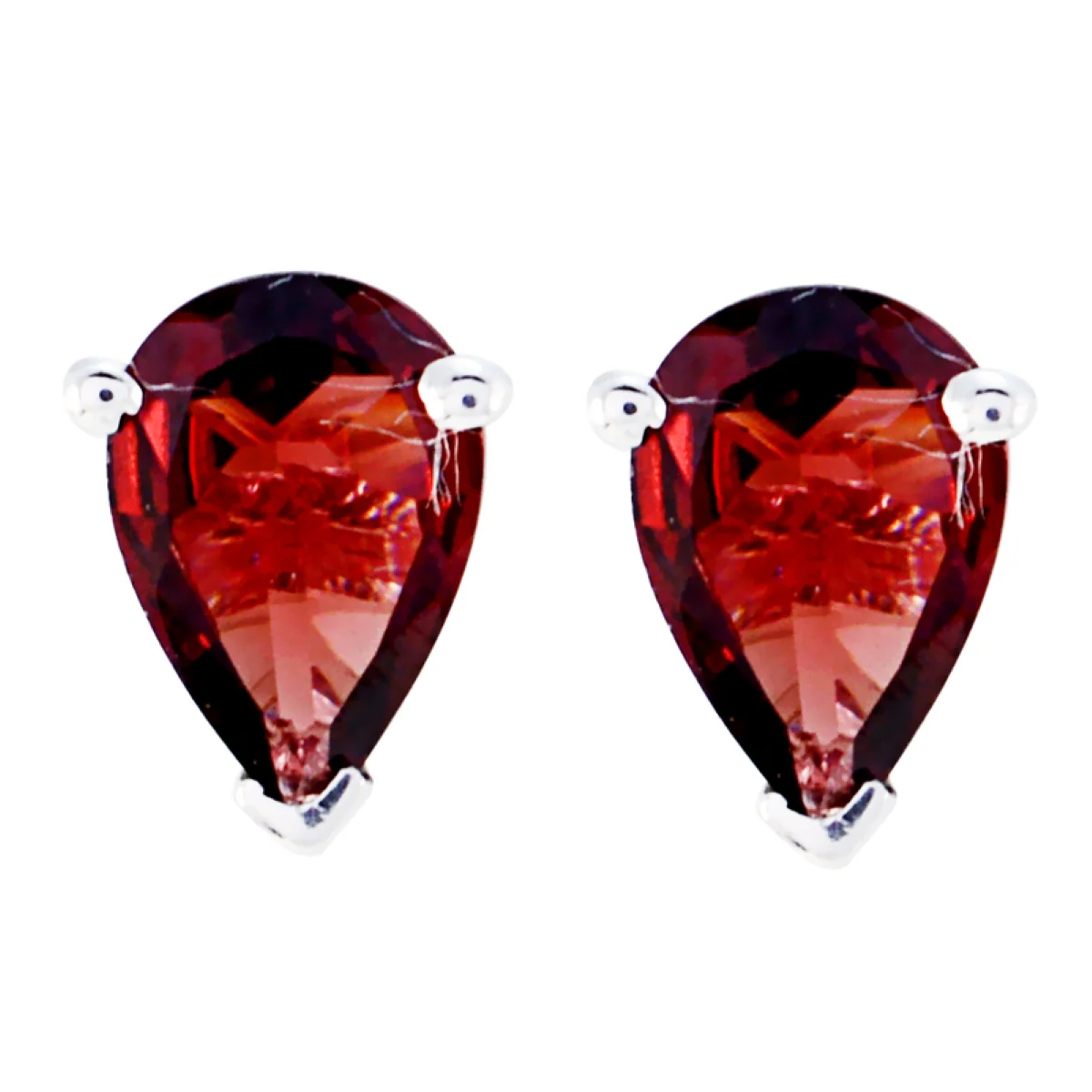 Garnet Italian Ayaka Solitaire Stud Red 92.5 Silver Earring