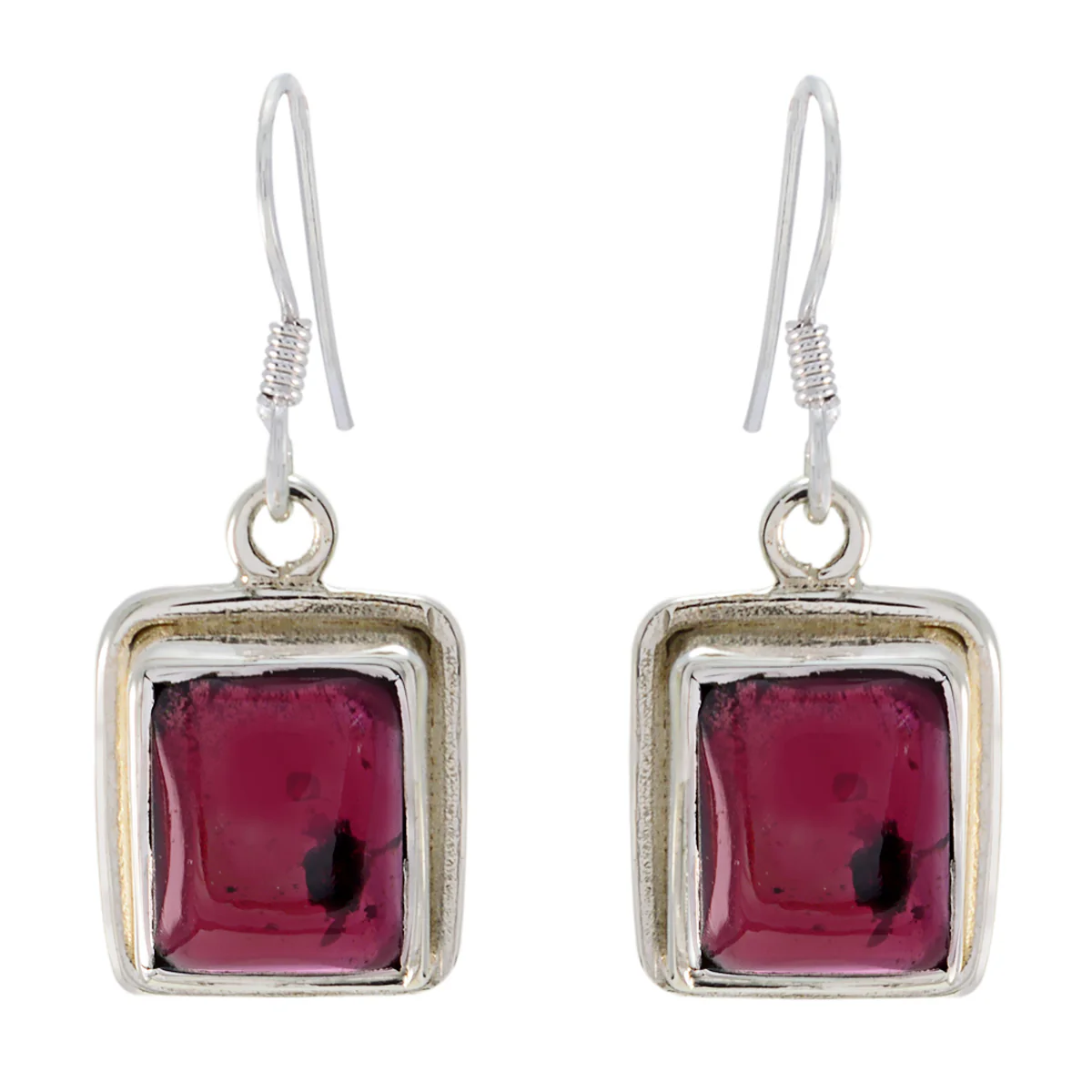Garnet Italian Eva Solitaire Dangle Red 925 Sterling Silver Earring