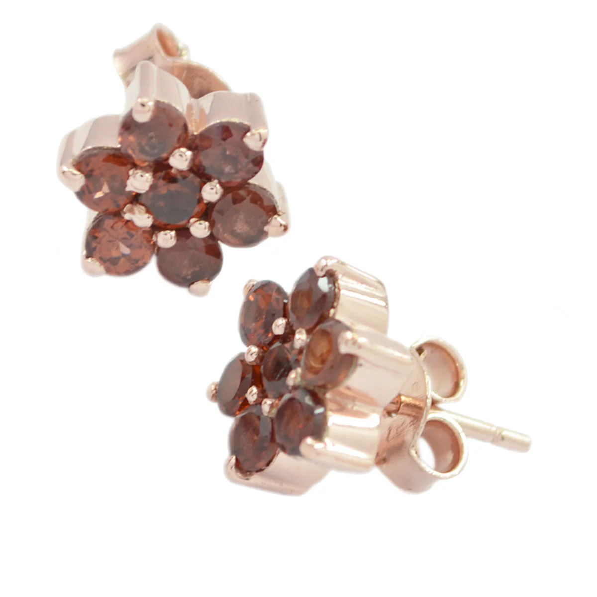 Garnet Japanese Teresa multiple Stud Red 92.5 Silver Earring - Image 2
