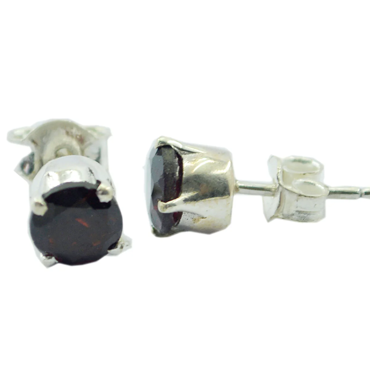 Garnet Japanese Zoey Solitaire Stud Red 925 Silver Earring - Image 3