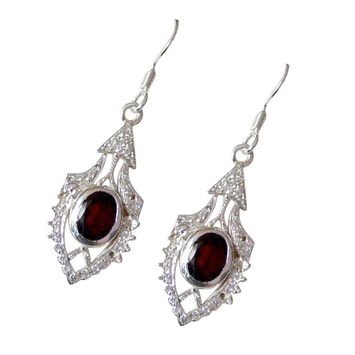 Garnet Korean Agustina multiple Dangle Red 925 Silver Earring - Image 2