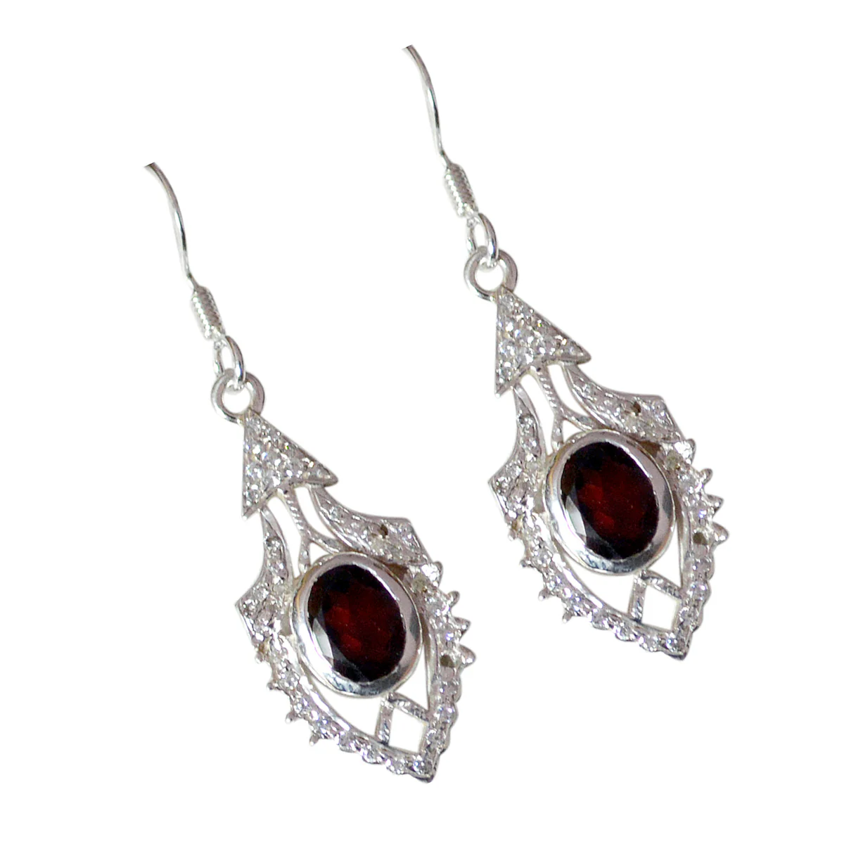 Garnet Korean Agustina multiple Dangle Red 925 Silver Earring - Image 3
