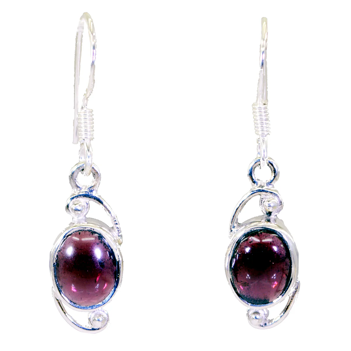 Garnet Korean Aria Solitaire Dangle Red Sterling Silver Earring - Image 3