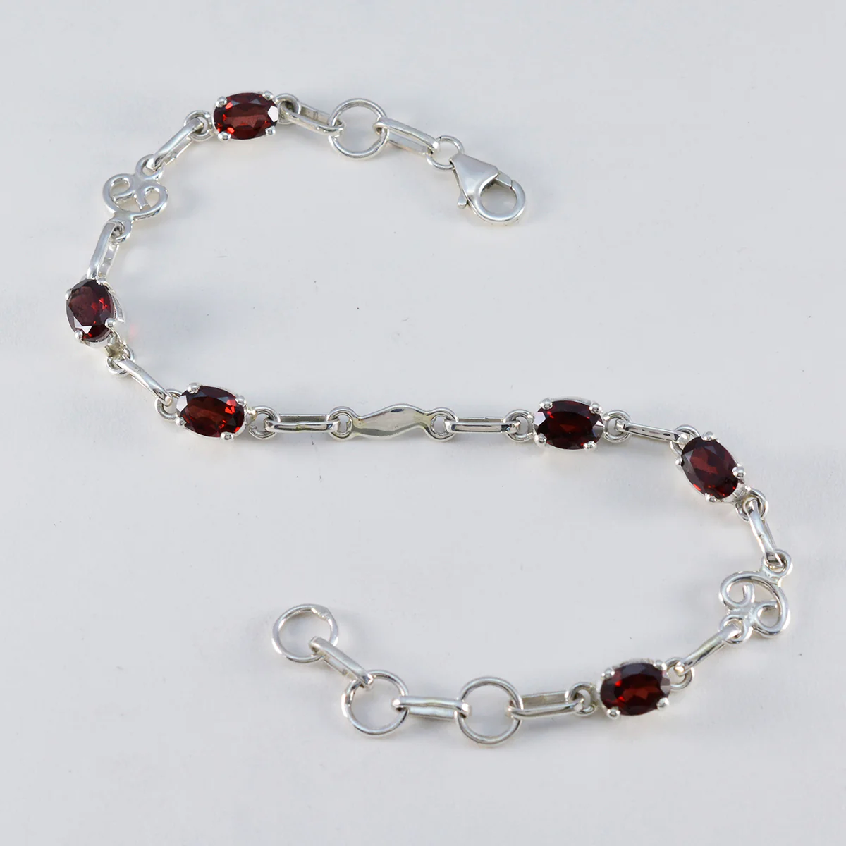 Garnet Kwanzaa Slim Red Silver Links Bracelet - Image 3