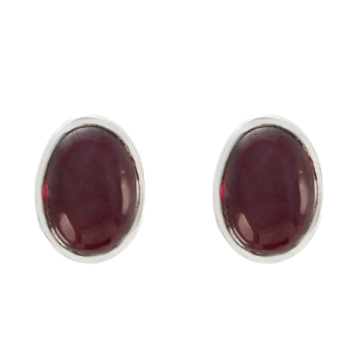 Garnet Latin American Carla Solitaire Stud Red Sterling Silver Earring