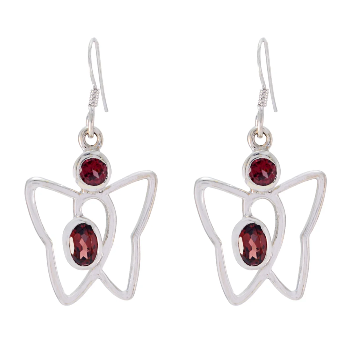 Garnet Latin American Olivia multiple Dangle Red Silver Earring