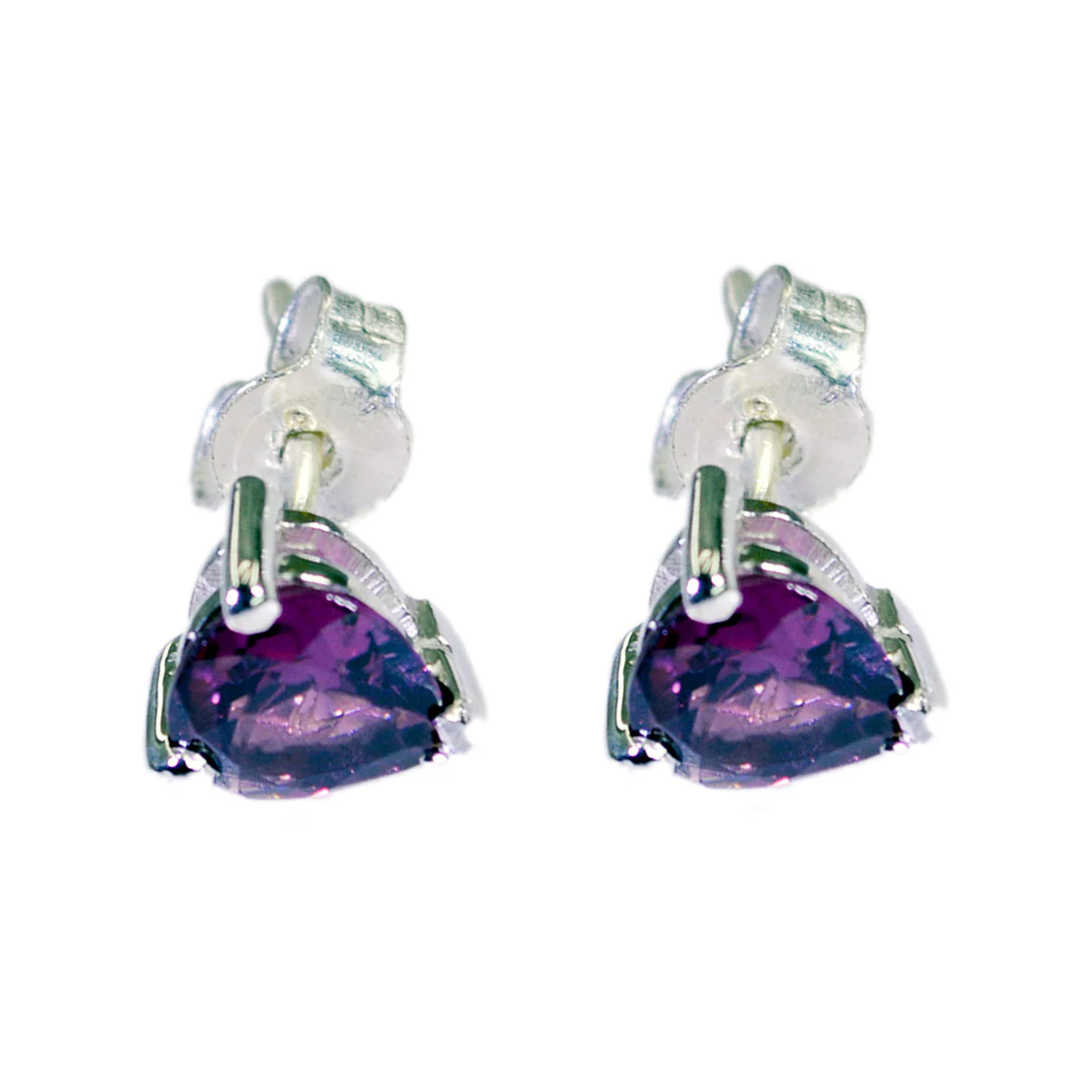 Garnet Latin American Rina Solitaire Stud Red Silver Earring