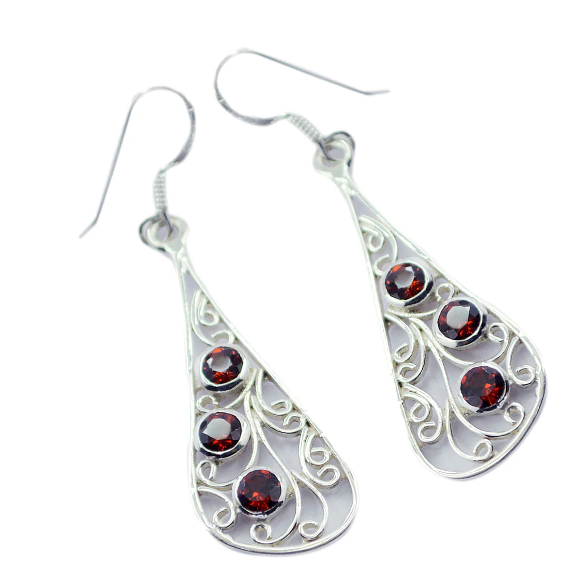 Garnet Latin American Seo-yeon multiple Dangle Red 925 Sterling Silver Earring - Image 3