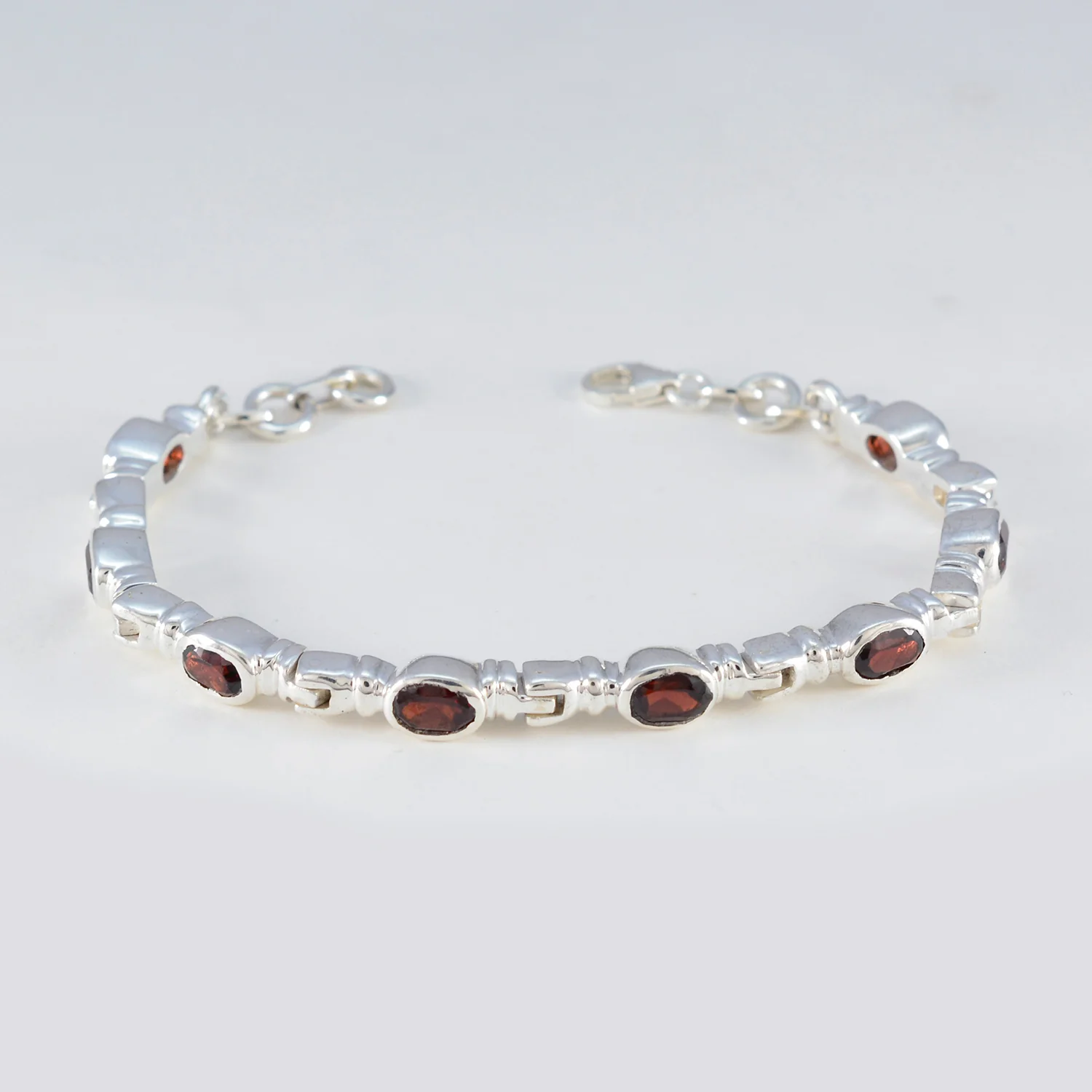 Garnet Lunar New Year Minimal Red 925 Silver Tennis Bracelet - Image 2