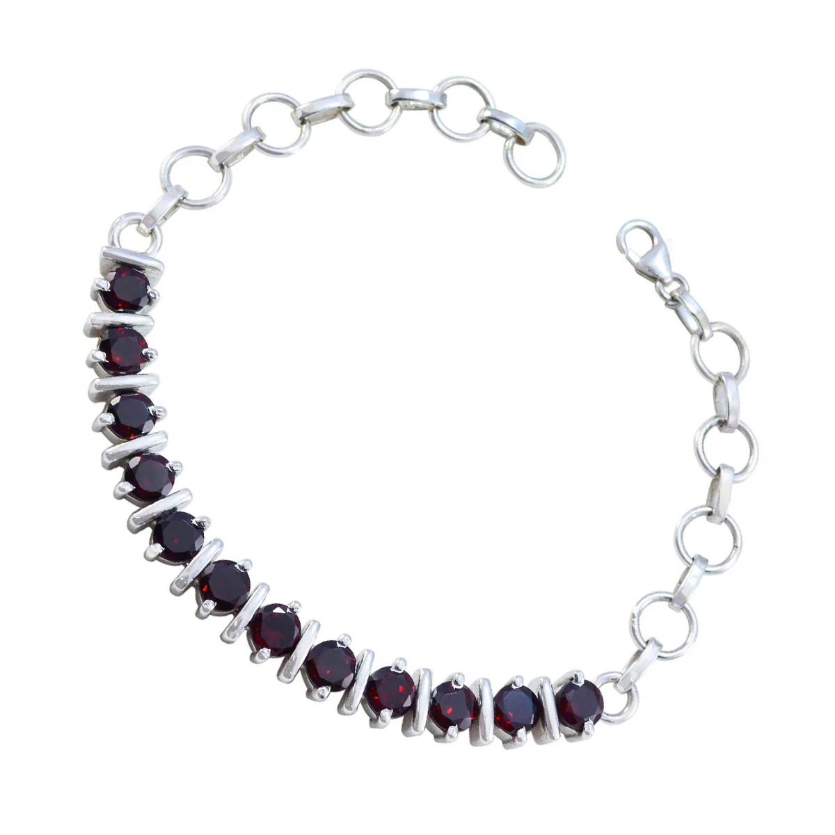 Garnet Mardi Gras/Carnival Minimal Red 925 Silver Tennis Bracelet - Image 2