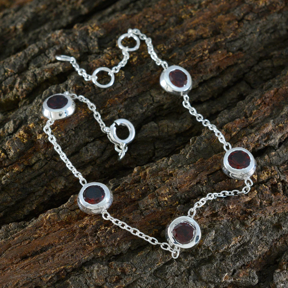 Garnet Melbourne Cup Minimalist Red 925 Silver Chain Bracelet - Image 3