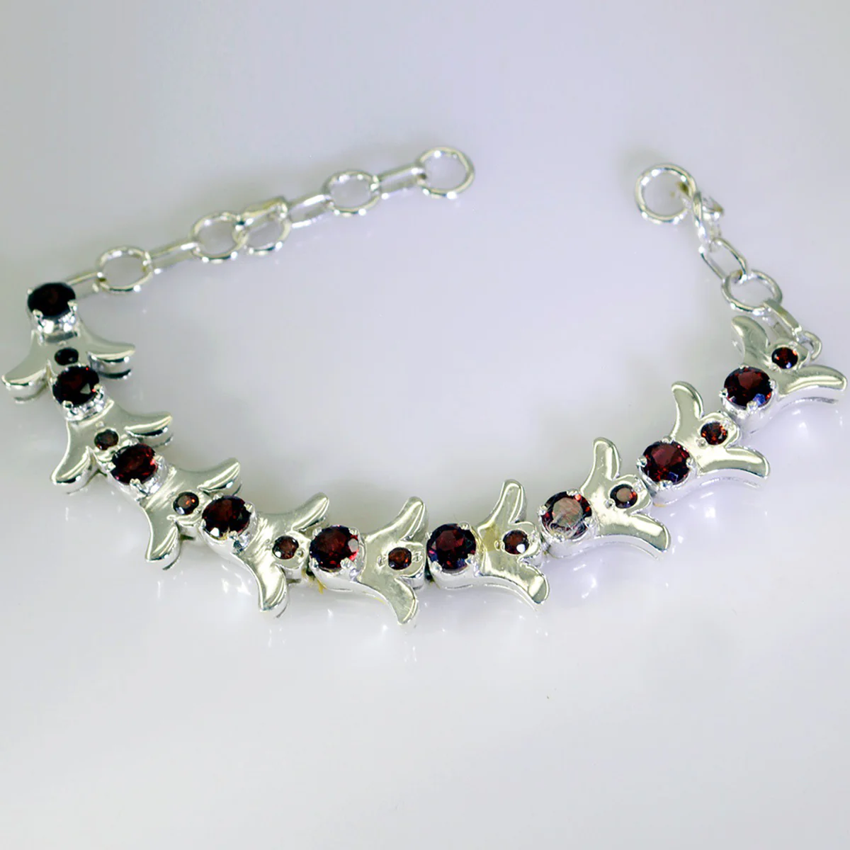 Garnet Men's Day Versatile Red 925 Silver Tennis Bracelet - Image 2