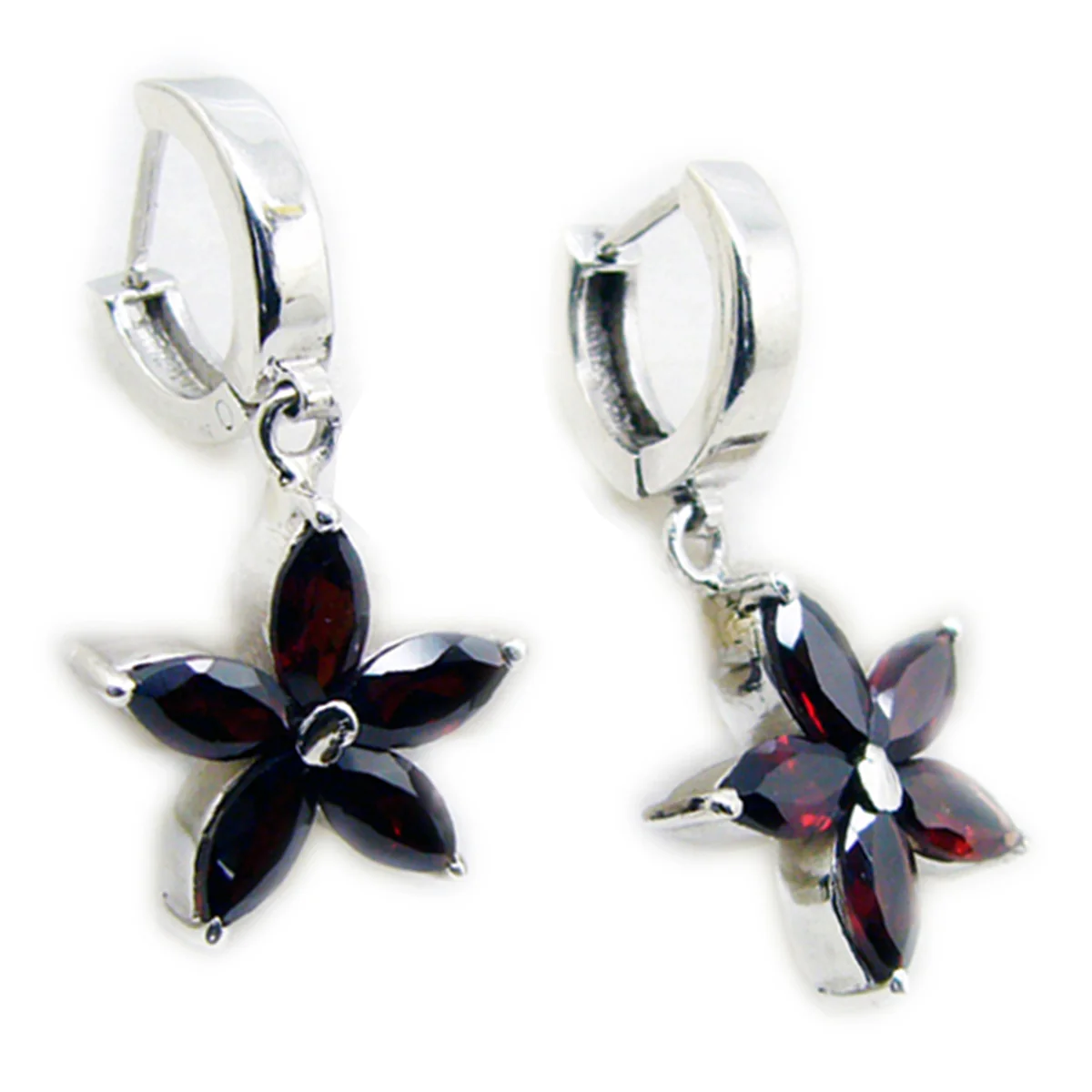 Garnet Mexican Nari multiple Dangle Red 925 Sterling Silver Earring - Image 3