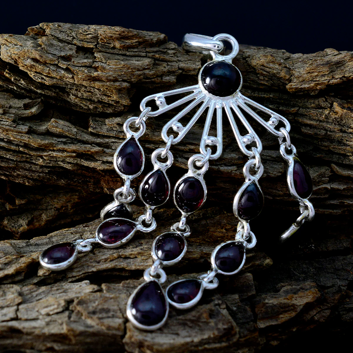 Garnet Mid-weight Egyptian Silver multiple Leah Cocktail Red Pendant Jewelry - Image 3