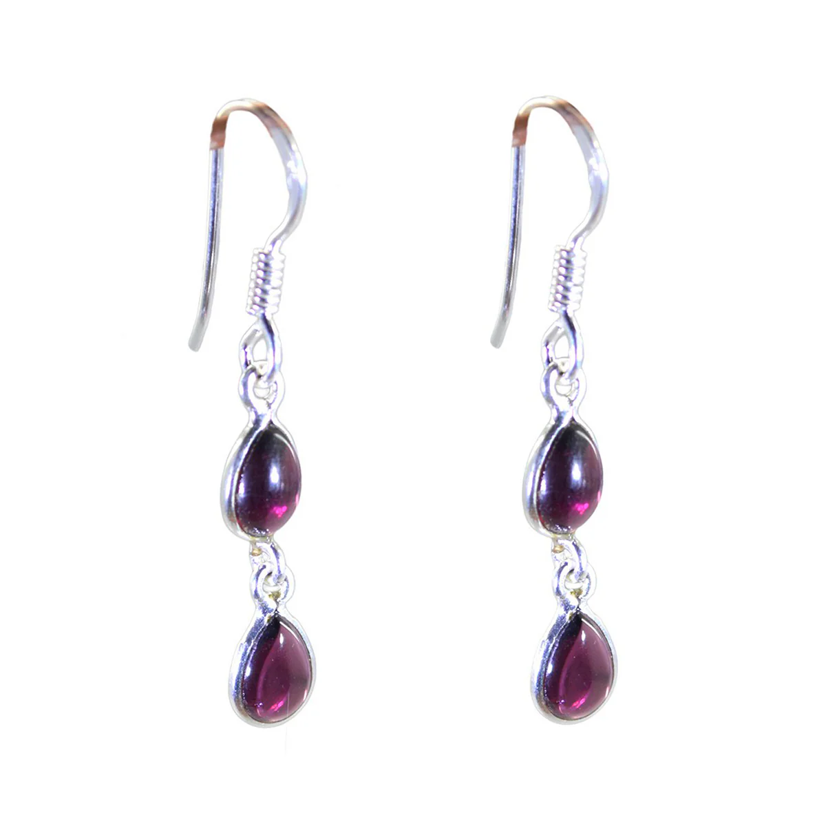 Garnet Middle Eastern Luisa multiple Dangle Red Silver Earring