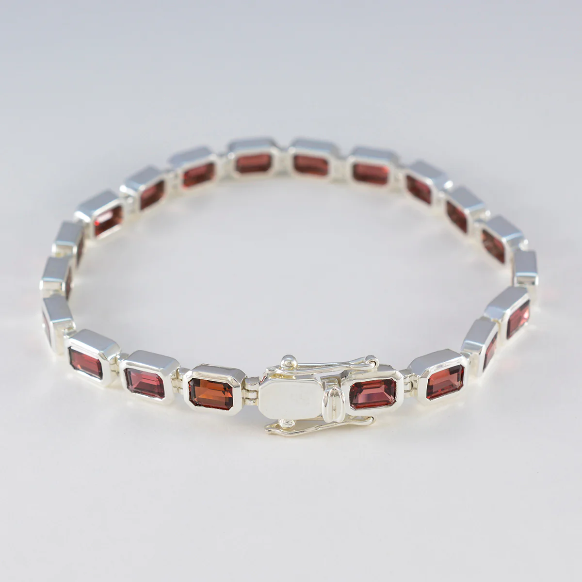 Garnet Movember Minimal Red Silver Tennis Bracelet - Image 3