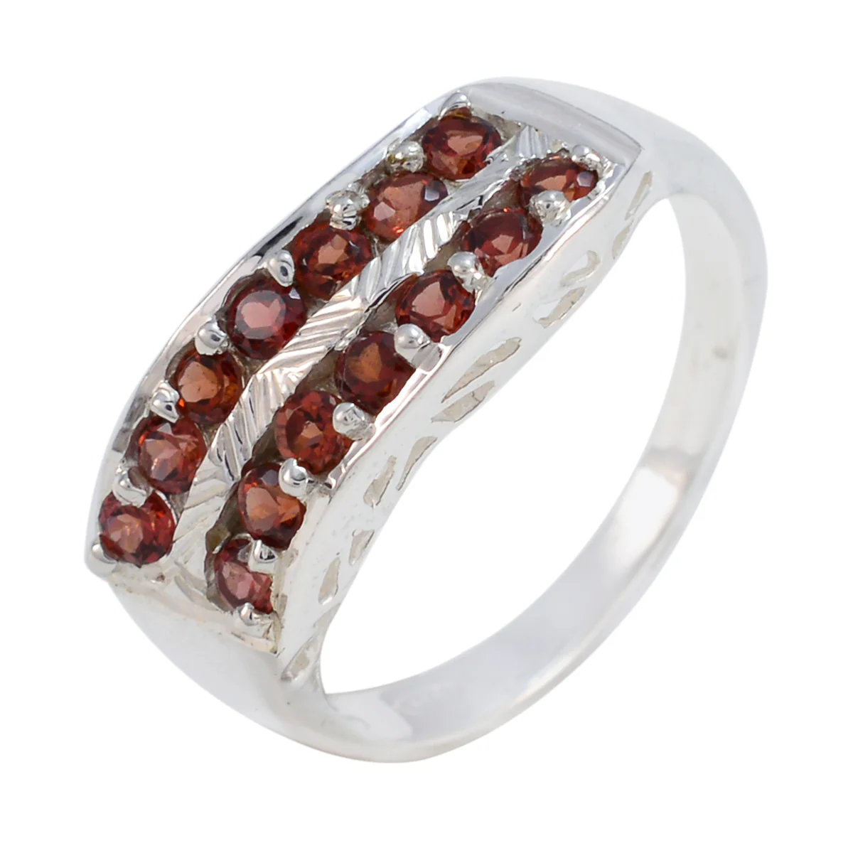 Garnet multiple African 925 Silver Red Gems Minimal Luxurious Ring Jewellery - Image 2