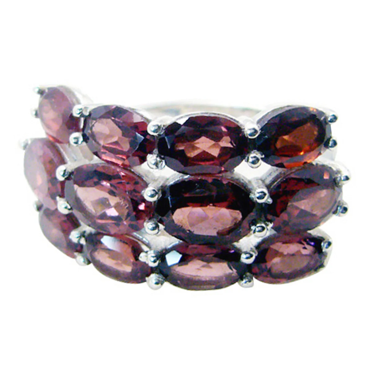 Garnet multiple French Sterling Silver Red Gems Minimal Artisan Ring Jewelry - Image 3