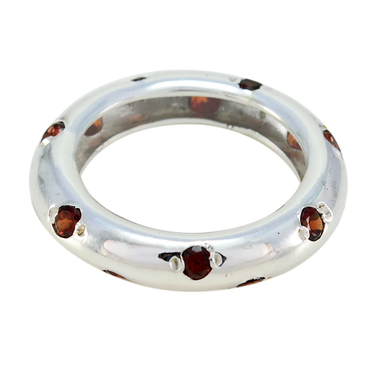 Garnet multiple German 925 Silver Red Gemstones Slim Eternity Band Jewelry - Image 2