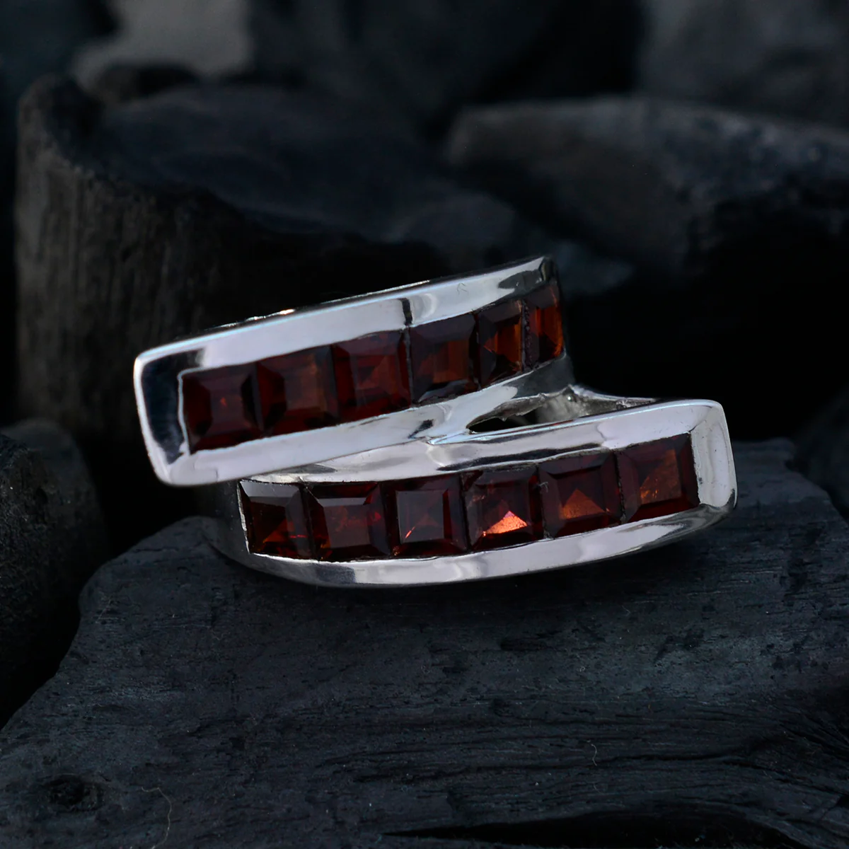Garnet multiple Italian 925 Sterling Silver Red Gemstone Statement Artisan Ring Jewellery - Image 4