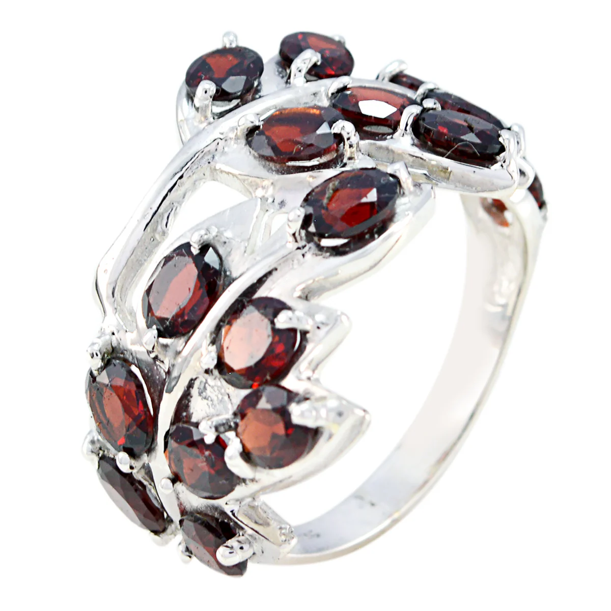 Garnet multiple Moroccan 92.5 Silver Red Gems Eye-catching Modern Ring Jewelry