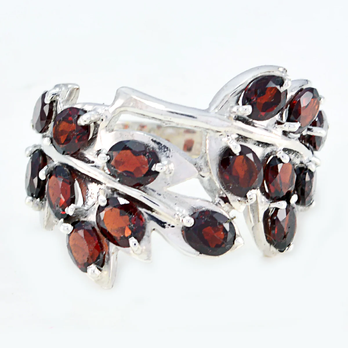 Garnet multiple Moroccan 92.5 Silver Red Gems Eye-catching Modern Ring Jewelry - Image 2