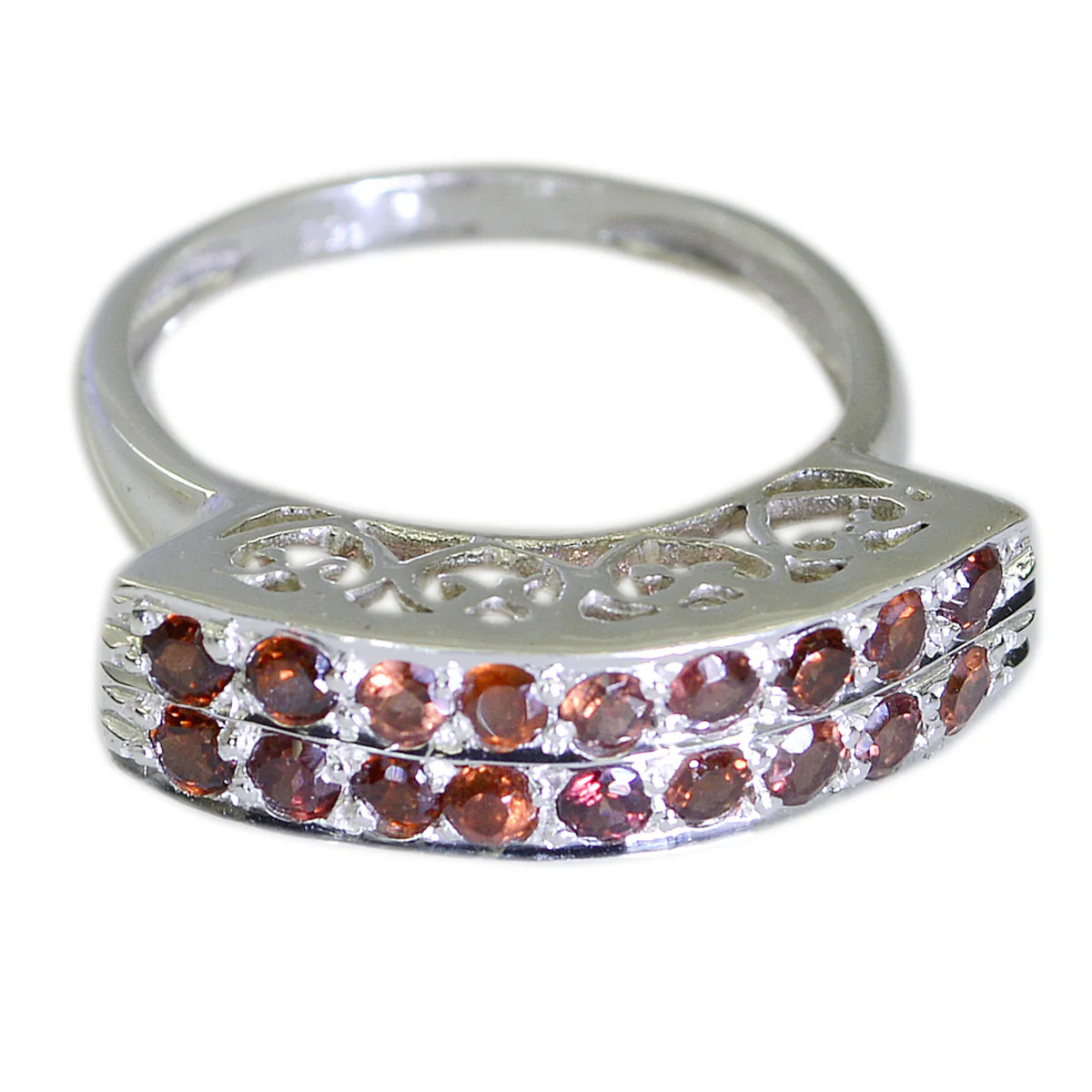 Garnet multiple Russian Sterling Silver Red Gemstones Featherlight Artisan Ring Jewelry - Image 2