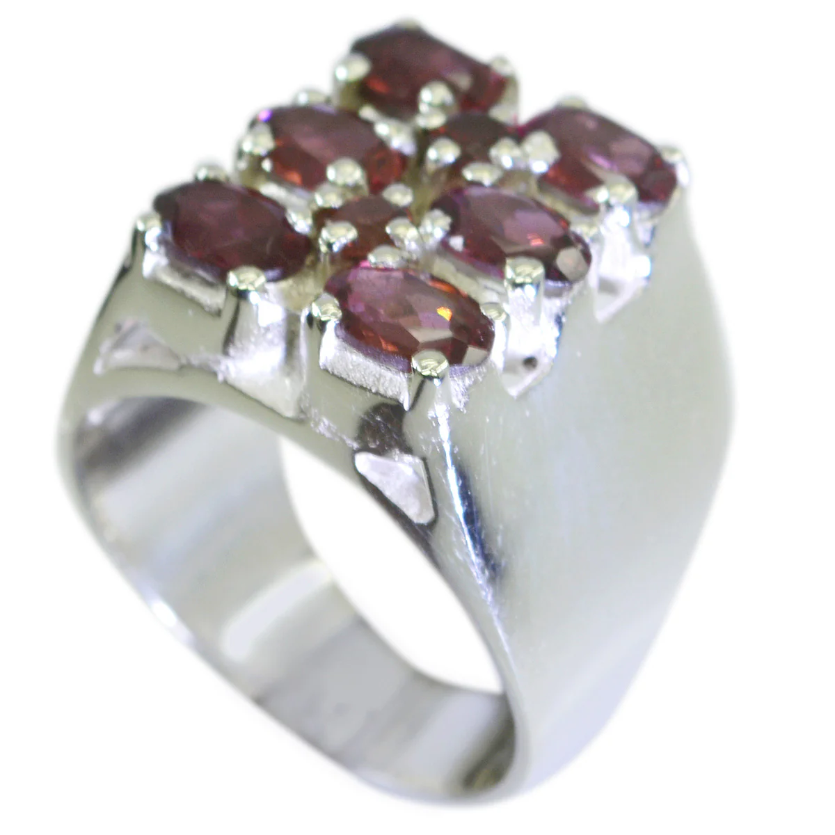 Garnet multiple Spanish 925 Silver Red Gems Chunky antique Ring Jewellery - Image 3