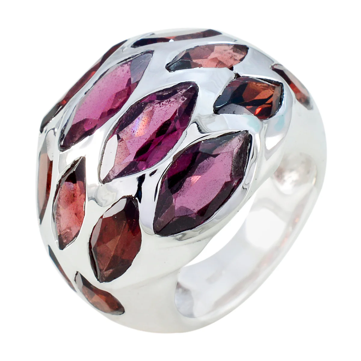 Garnet multiple Spanish Silver Red Gemstones Statement Armor Ring Jewellery - Image 2