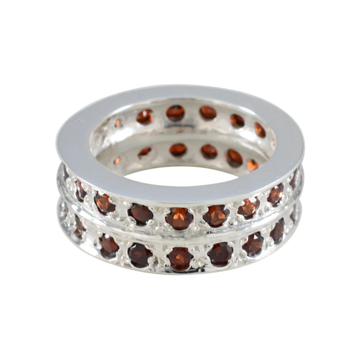 Garnet multiple Spanish Silver Red Gemstones Statement Eternity Band Jewelry