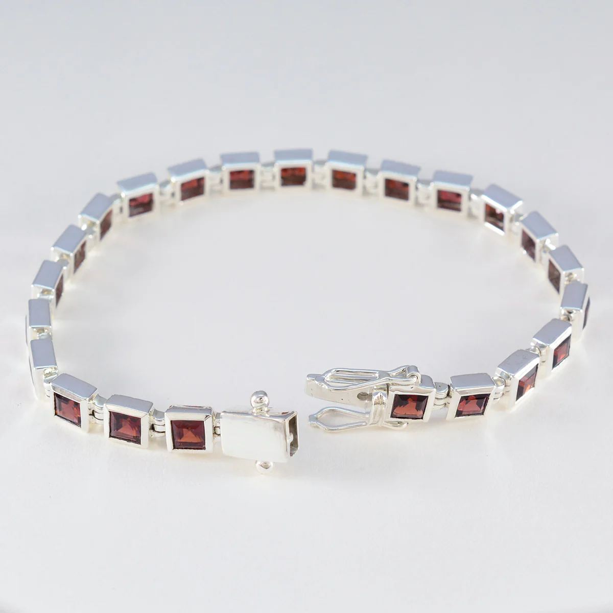 Garnet New Year's Day Classic Red Sterling Silver Tennis Bracelet - Image 3