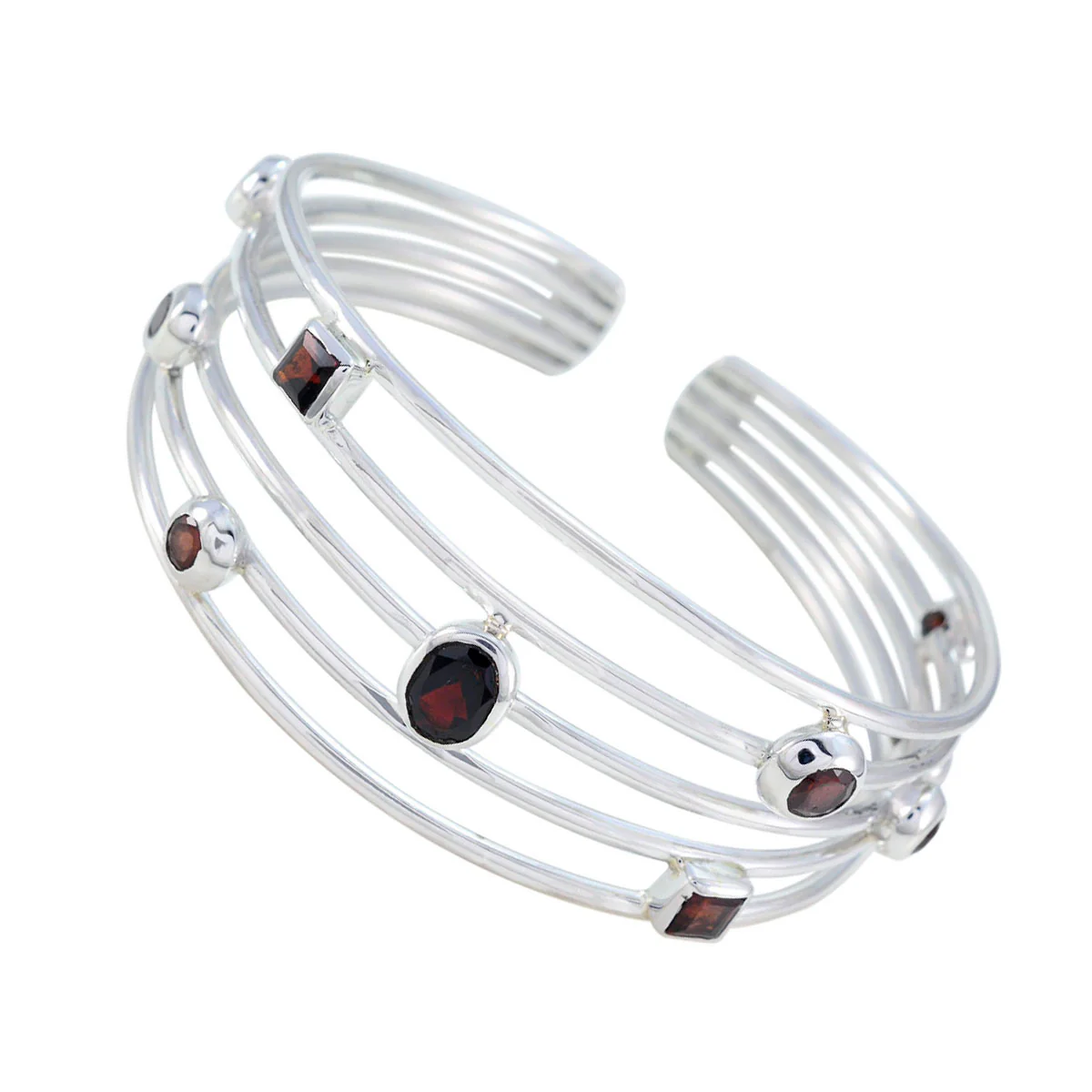 Garnet Notting Hill Carnival Essential Red Silver Cuff Bracelet - Image 2