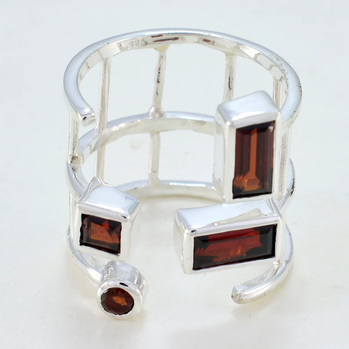 Garnet quarter African Silver Red Gemstone Mid-weight Signet Ring Jewelry - Image 2