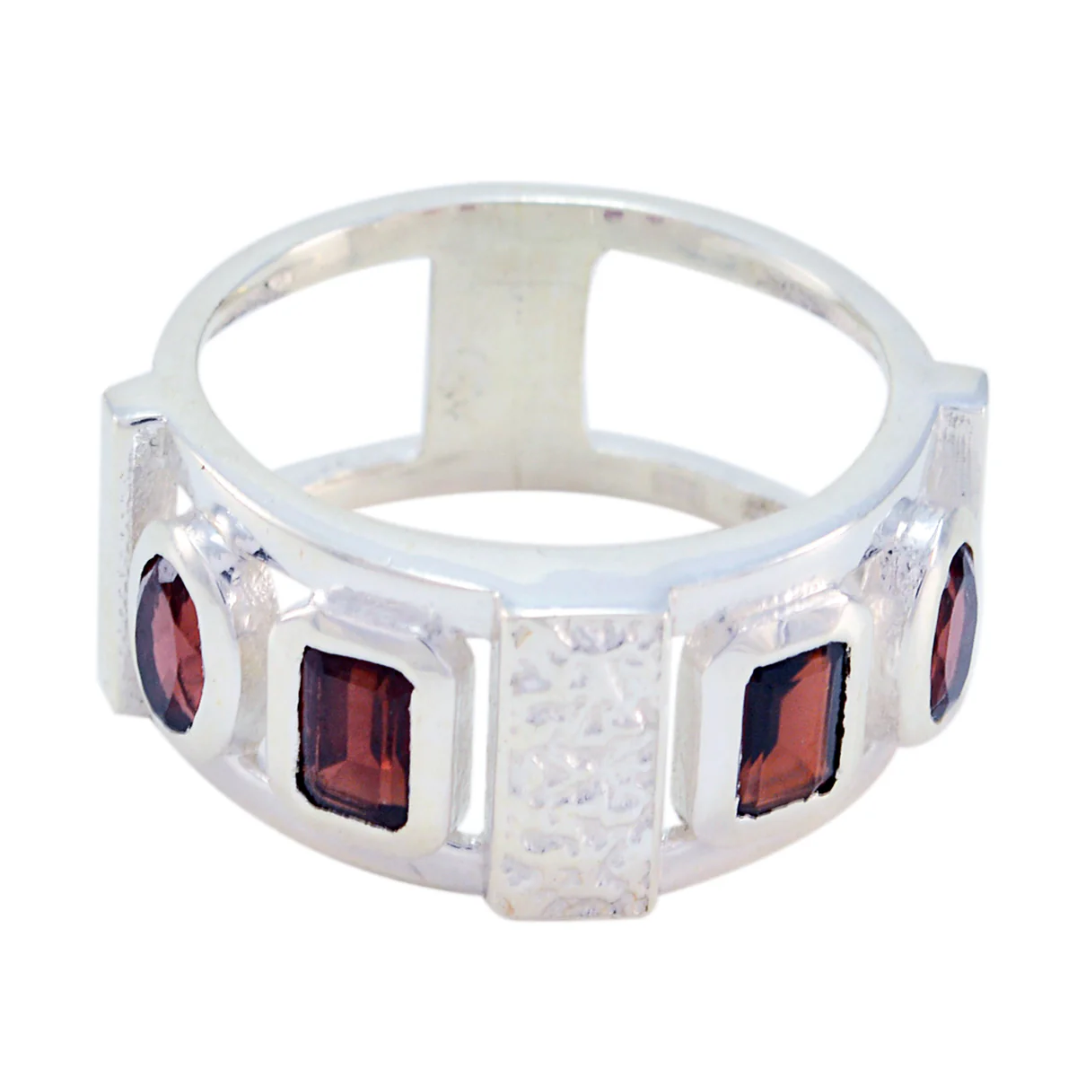 Garnet quarter Italian 925 Sterling Silver Red Gemstone Edgy Trendy Ring Jewelry - Image 2