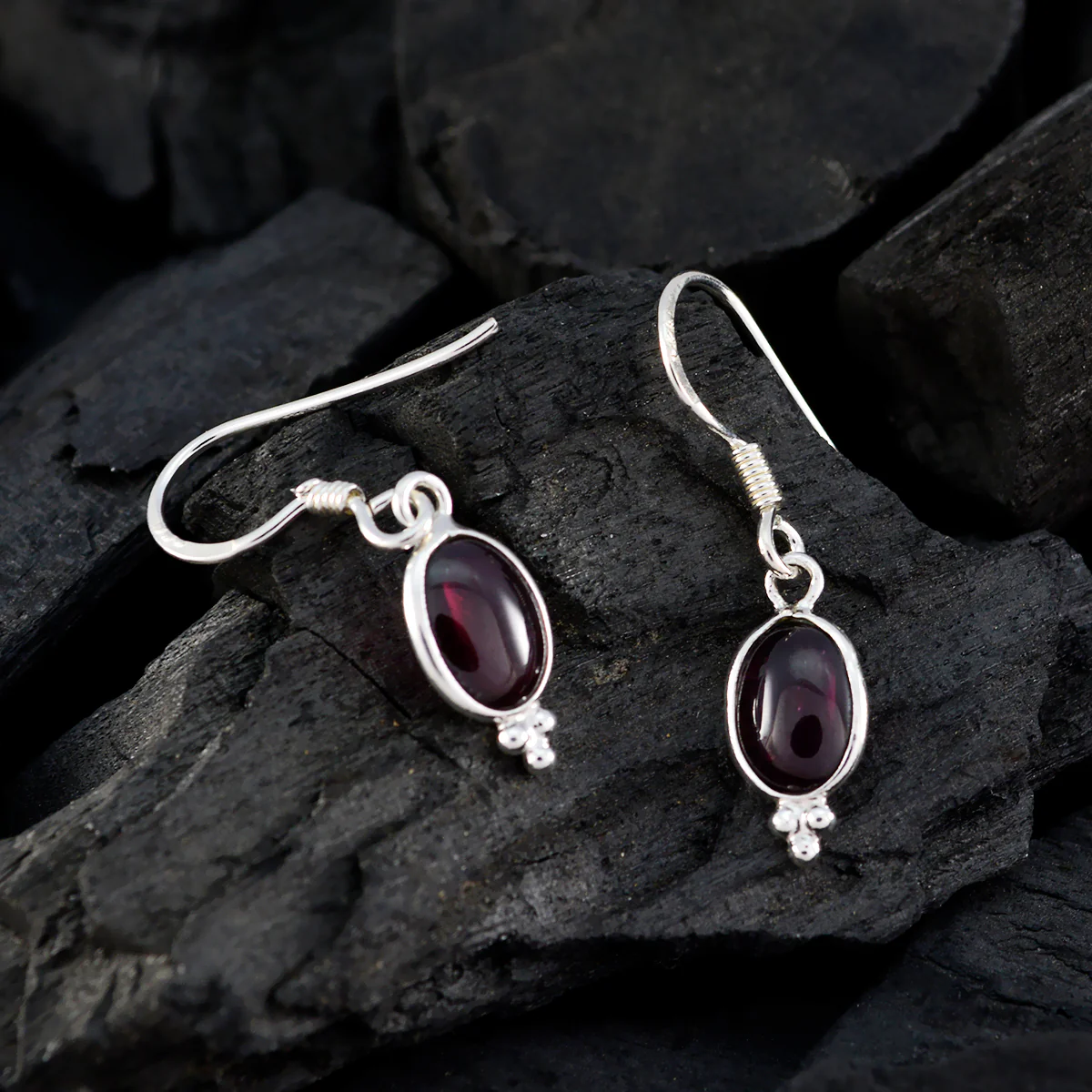 Garnet Russian Abigail multiple Dangle Red 925 Sterling Silver Earring - Image 2