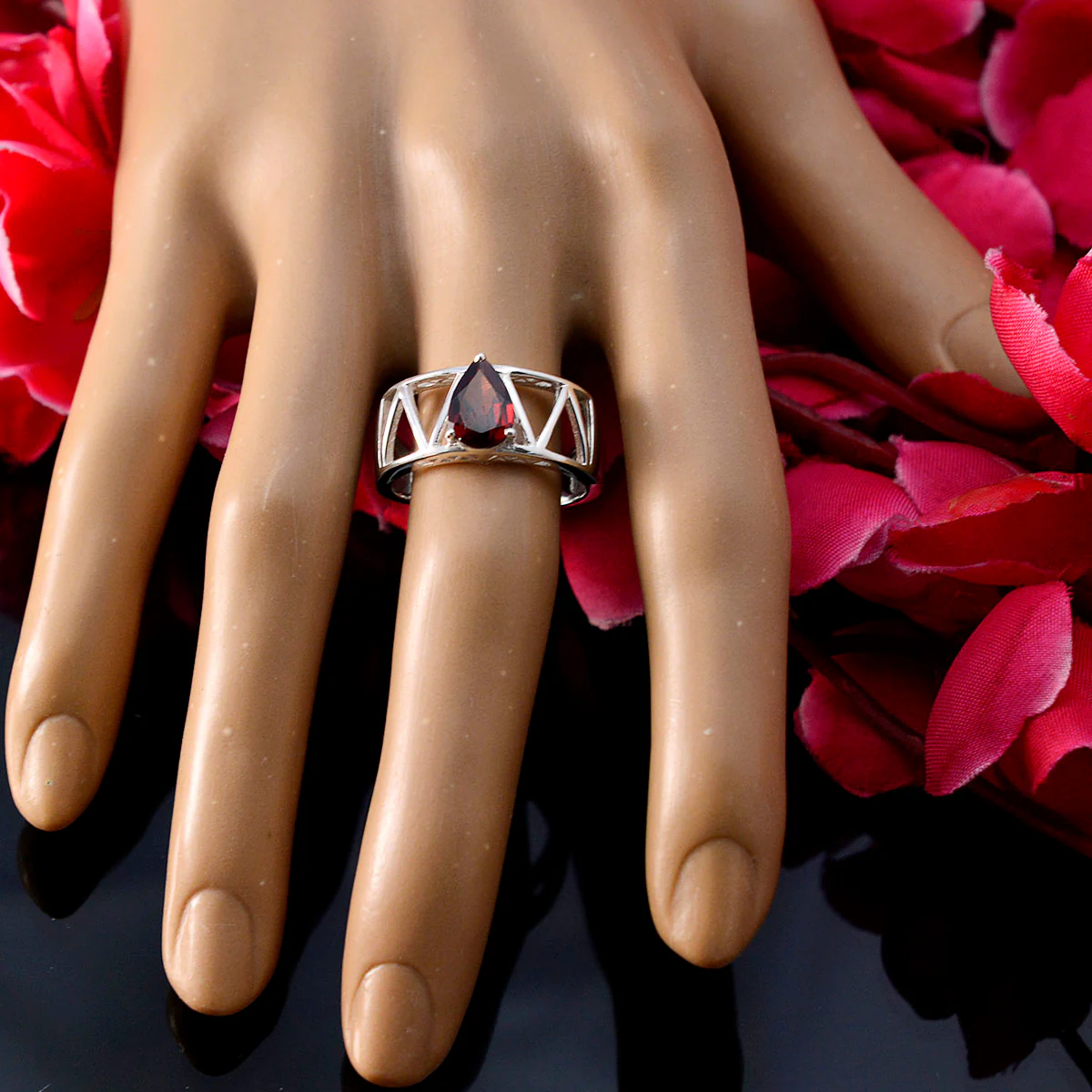 Garnet Solitaire African 925 Silver Red Gemstone Tiny Sophisticated Ring Jewelry - Image 5