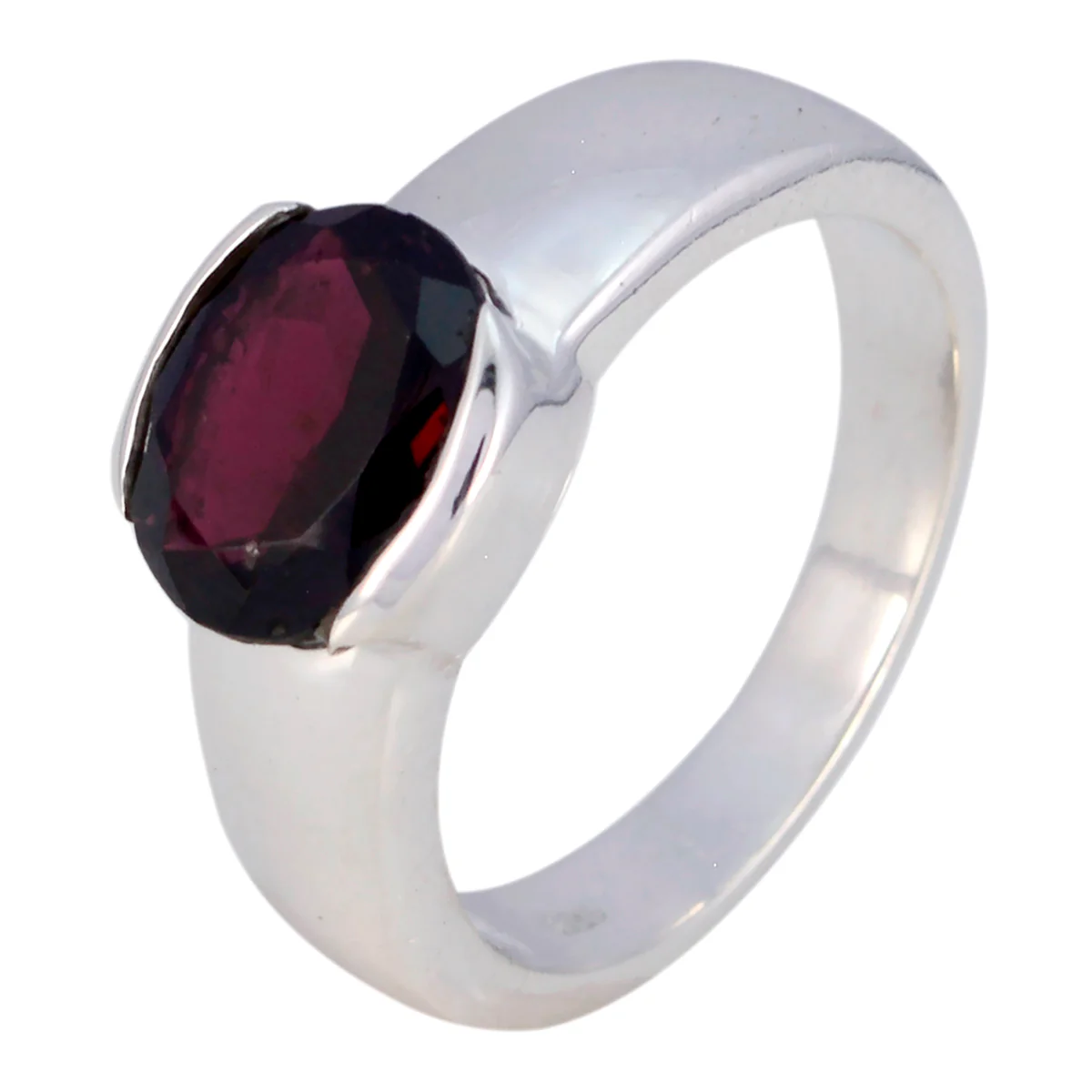 Garnet Solitaire African 925 Sterling Silver Red Gemstone Mid-weight Sophisticated Ring Jewellery - Image 2