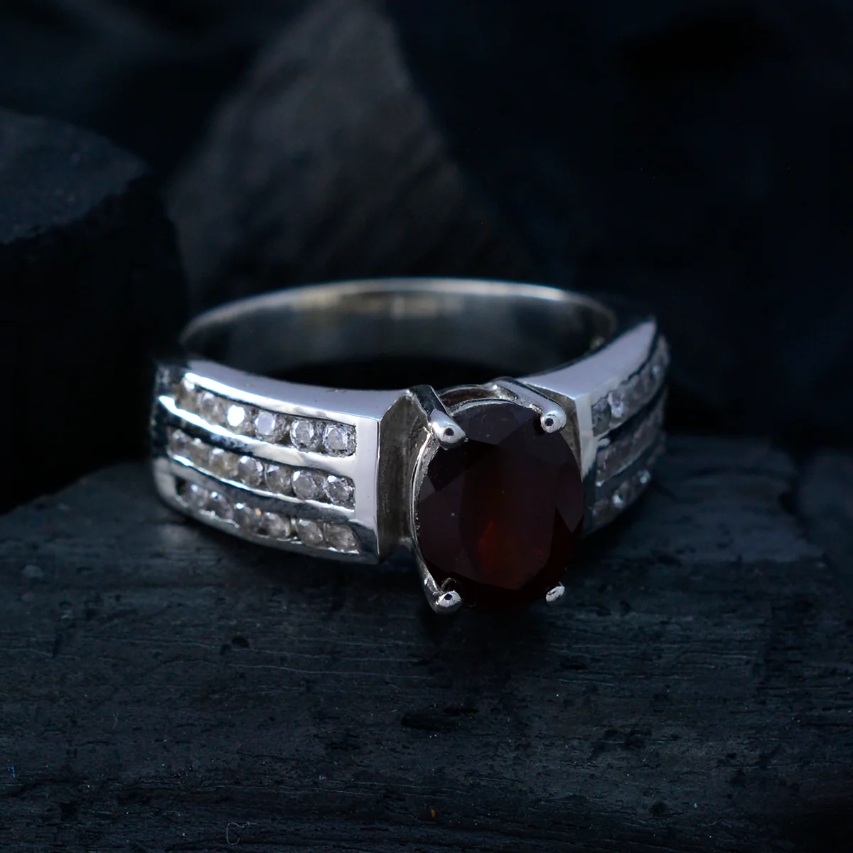 Garnet Solitaire African Silver Red Gemstone Eye-catching Engagement Ring Jewelry - Image 4