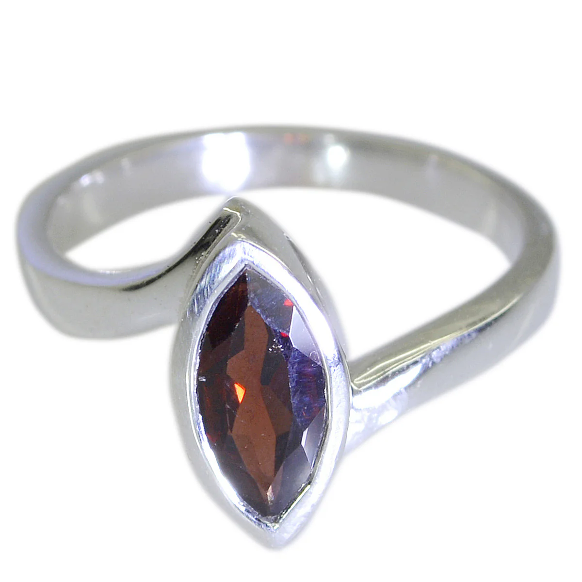 Garnet Solitaire American 92.5 Silver Red Gemstone Dainty Modern Ring Jewellery - Image 3