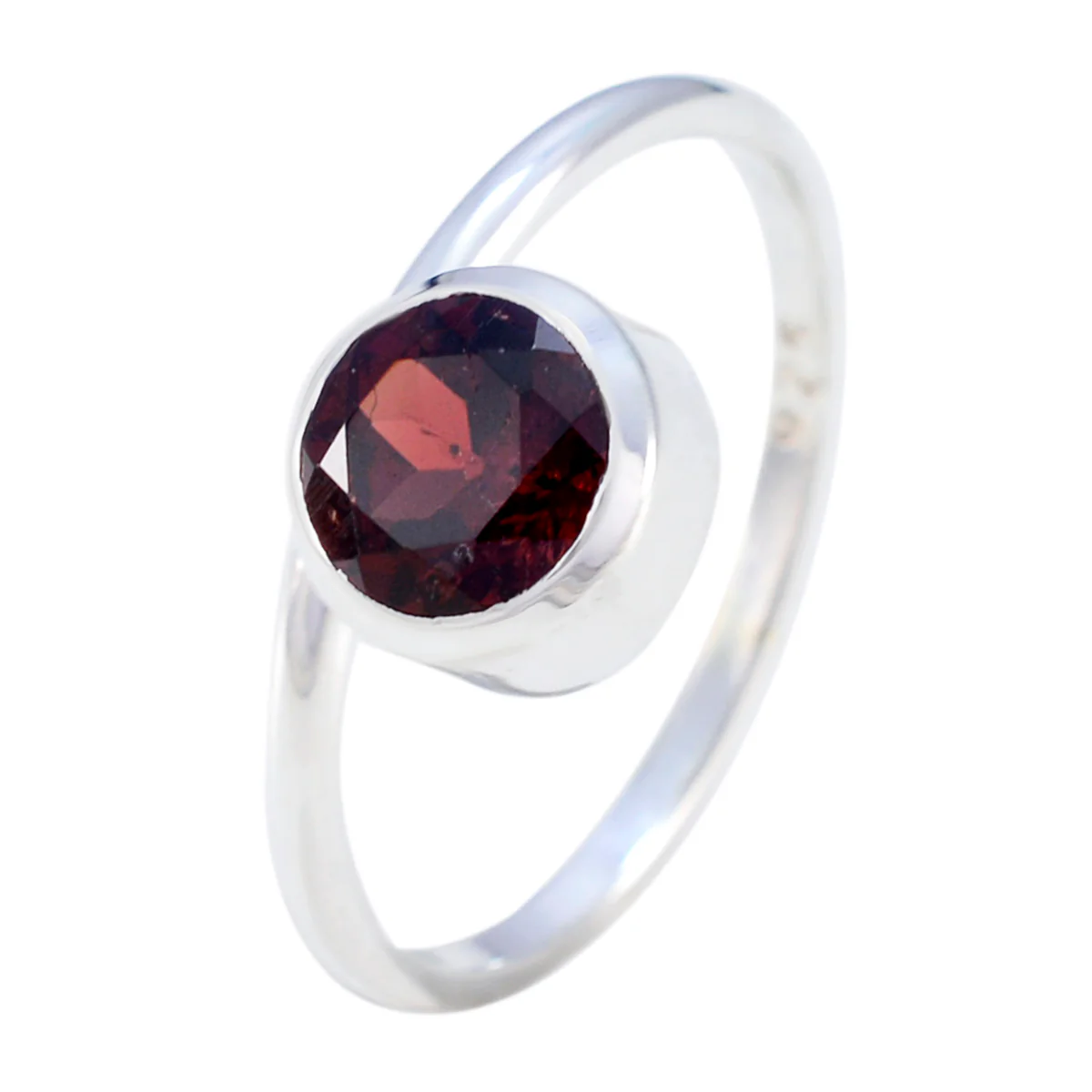 Garnet Solitaire American 92.5 Silver Red Gemstone Delicate Sophisticated Ring Jewelry - Image 2
