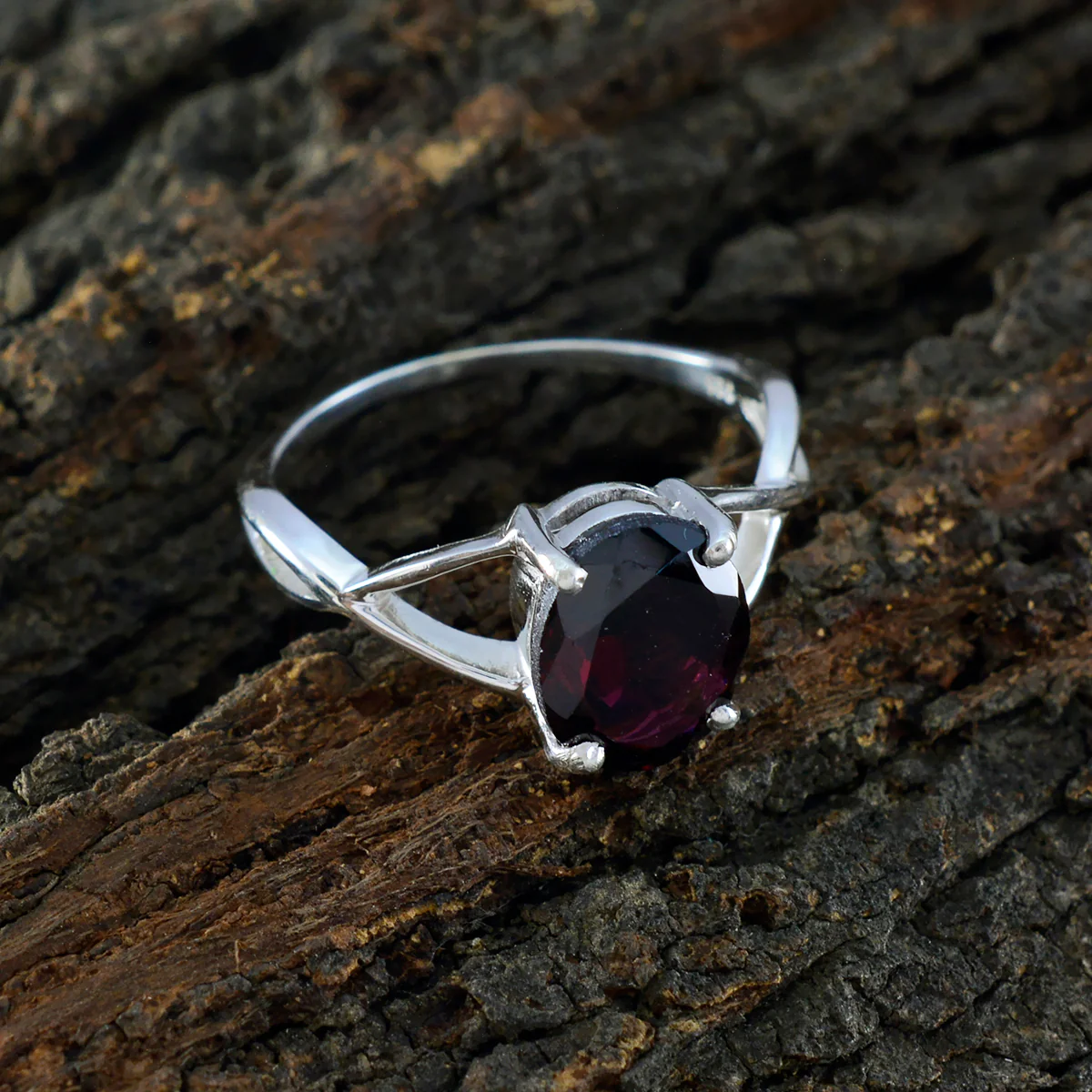 Garnet Solitaire American 925 Sterling Silver Red Gems Delicate Feminine Ring Jewellery - Image 4