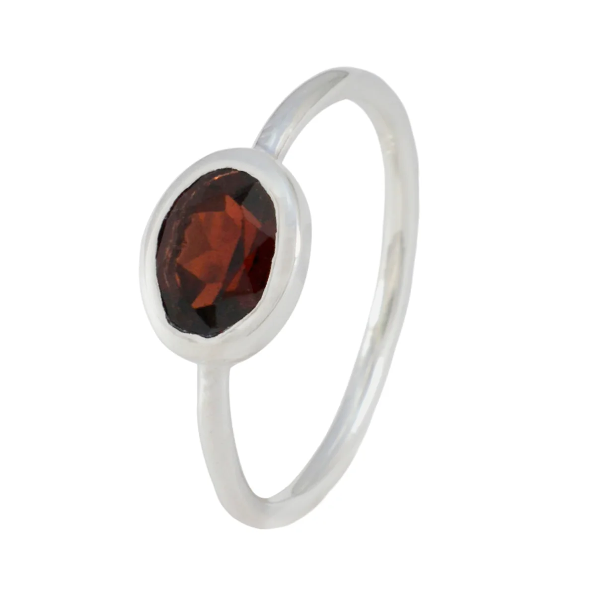 Garnet Solitaire American 925 Sterling Silver Red Gemstone Elegant Feminine Ring Jewellery - Image 2