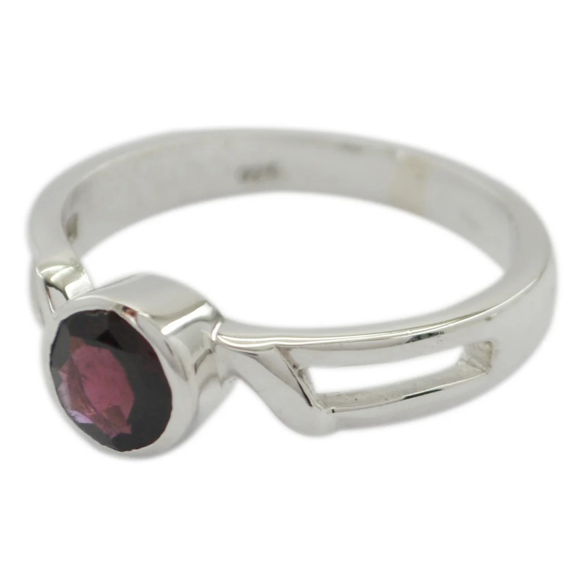 Garnet Solitaire American Sterling Silver Red Gemstones Whisper-thin Modern Ring Jewelry - Image 3
