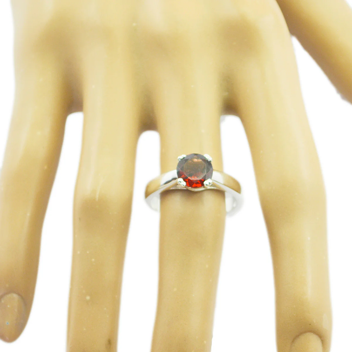 Garnet Solitaire Egyptian 92.5 Silver Red Gemstone Tiny Modern Ring Jewelry - Image 3
