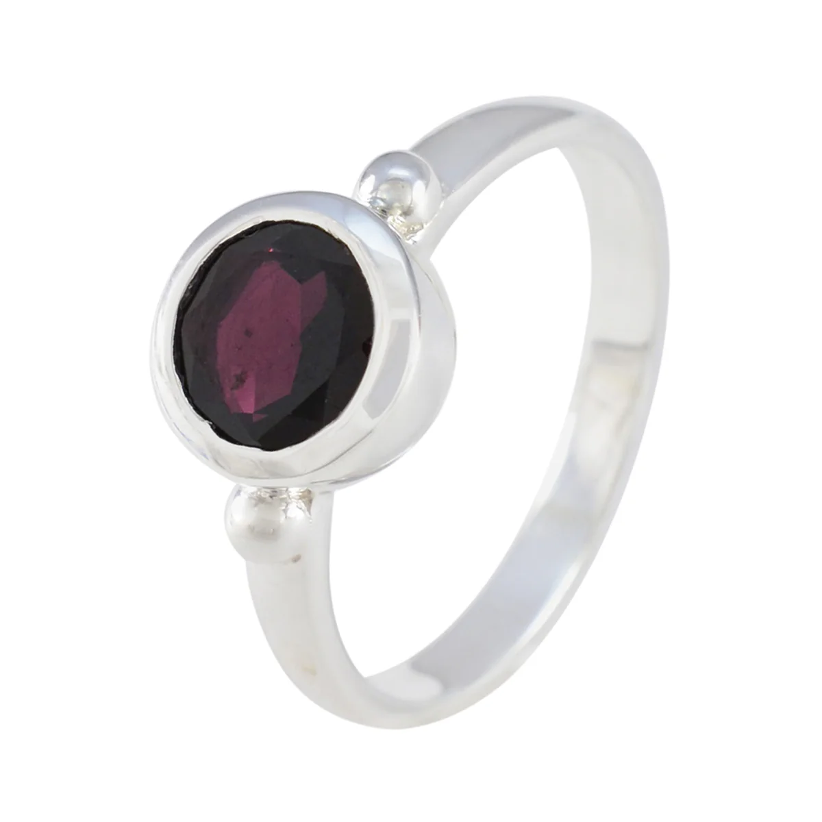 Garnet Solitaire Egyptian Silver Red Gemstone Slim Glamorous Ring Jewellery - Image 2