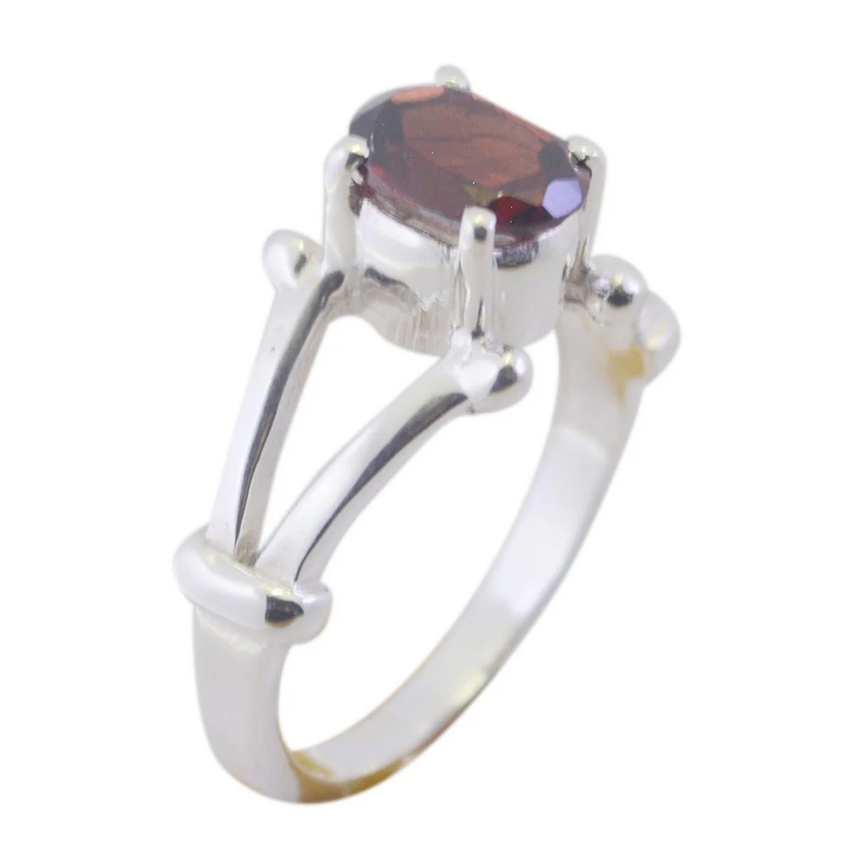 Garnet Solitaire French Silver Red Gemstone Tiny Traditional Ring Jewelry - Image 2