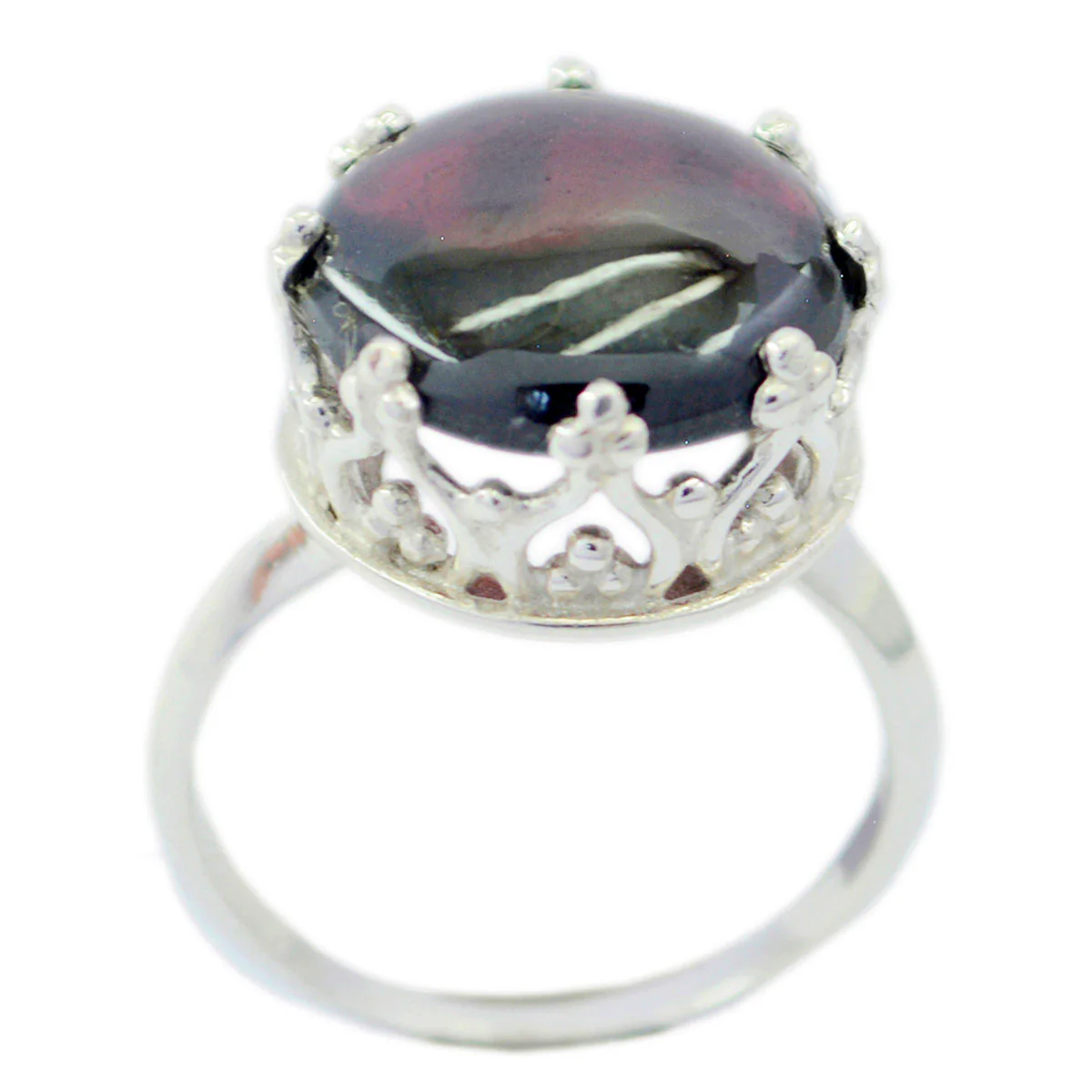 Garnet Solitaire French Sterling Silver Red Gemstone Minimal Art Deco Ring Jewelry - Image 2