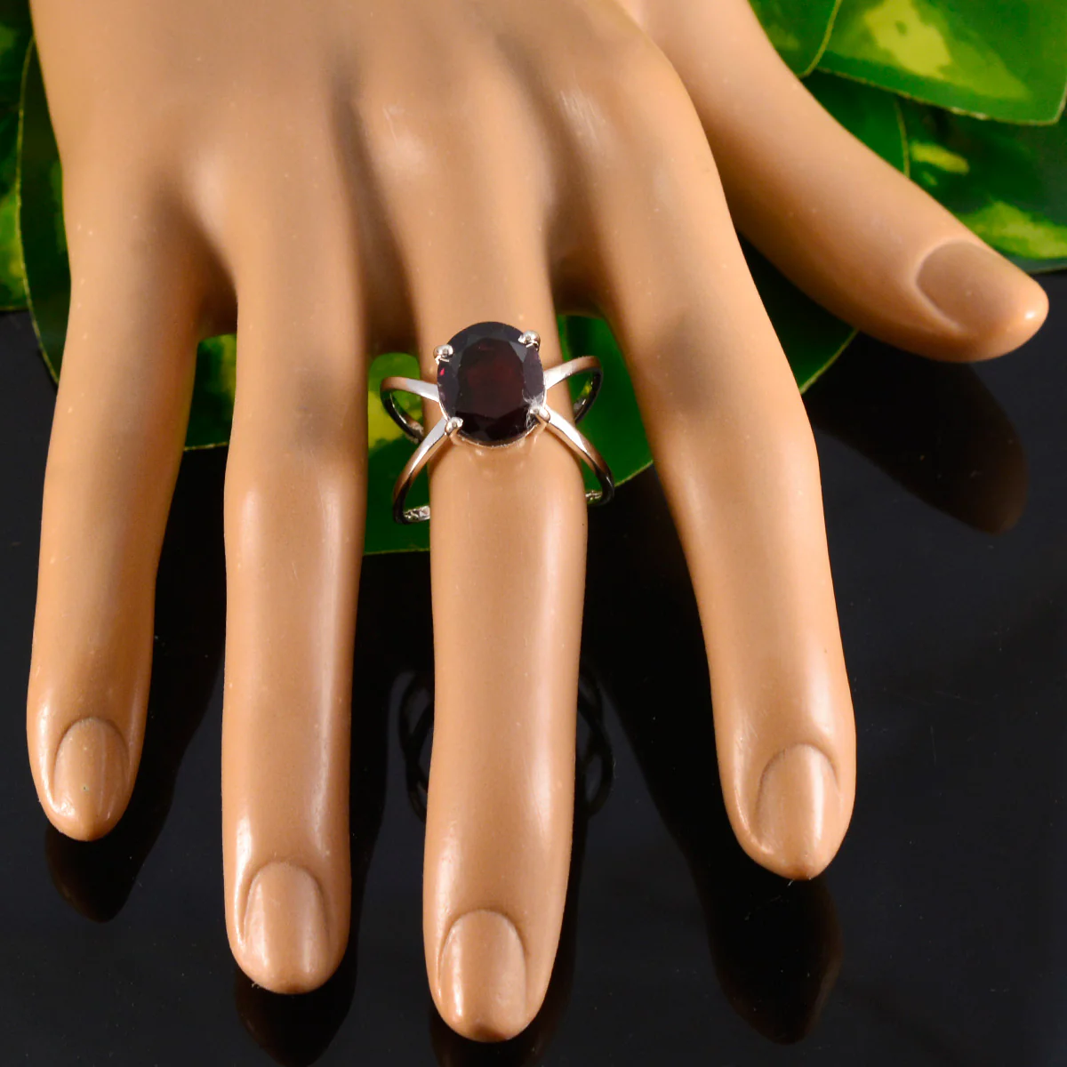 Garnet Solitaire German 92.5 Silver Red Gems Tiny Trendy Ring Jewelry - Image 5